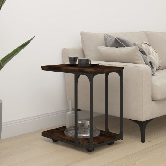 Bočný stolík s kolieskami dymový dub 50x35x55,5 cm sprac. drevo