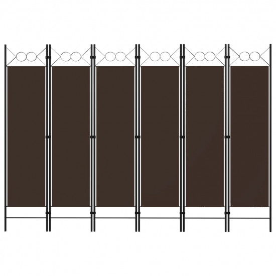 Paraván so 6 panelmi, hnedý 240x180 cm