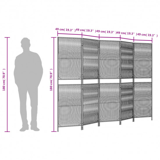 Paraván 5 panelov béžový polyratan