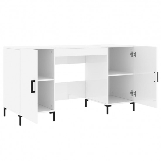 Stôl lesklý biely 140x50x75 cm spracované drevo