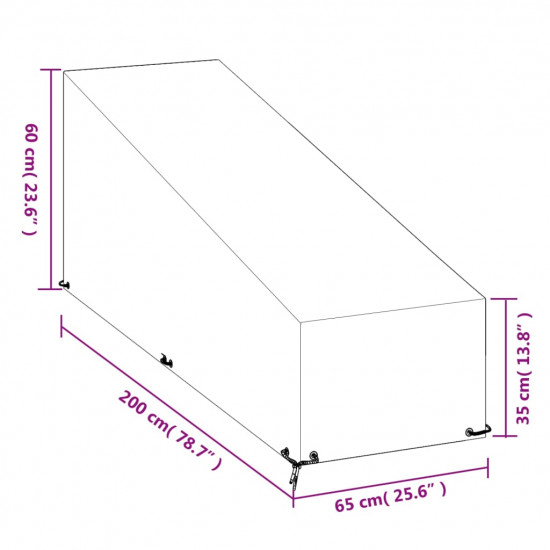 Kryty na lehátko 2 ks 12 očiek 200x65x35/60 cm polyetylén