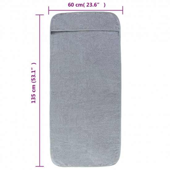 Plážové uteráky 2 ks sivé 60x135 cm látka 400 GSM