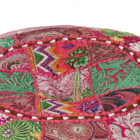 Patchwork taburetka z bavlny okrúhla 40x20 cm ružová