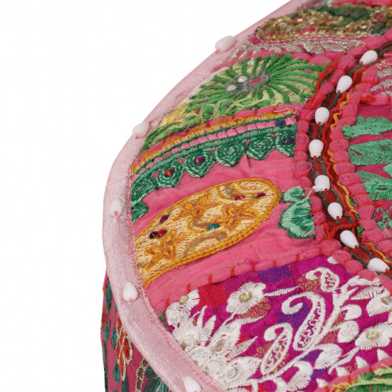 Patchwork taburetka z bavlny okrúhla 40x20 cm ružová