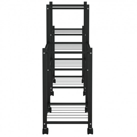 Stojan na kvety s kolieskami 83x25x63,5 cm čierny železný