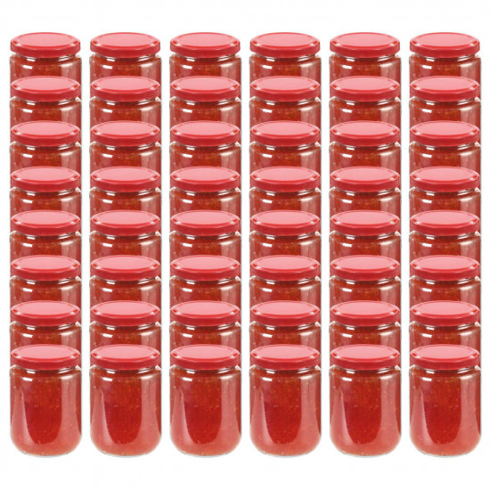Zaváracie poháre s červenými viečkami 48 ks 230 ml sklo