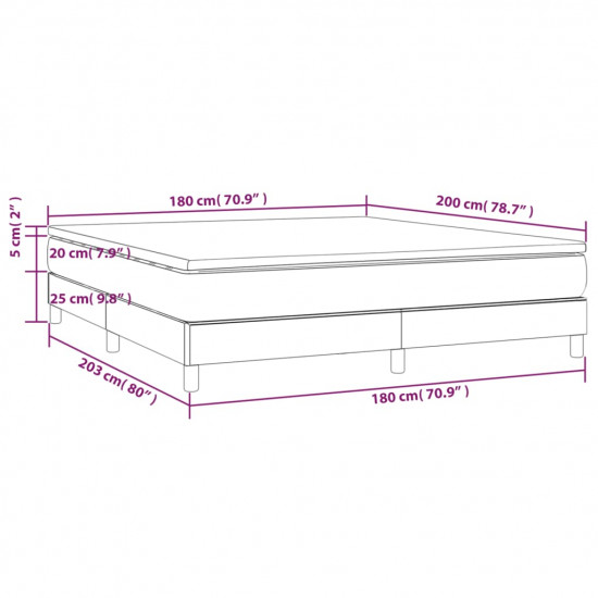 Posteľný rám boxspring s matracom tmavosivý 180x200 cm zamat