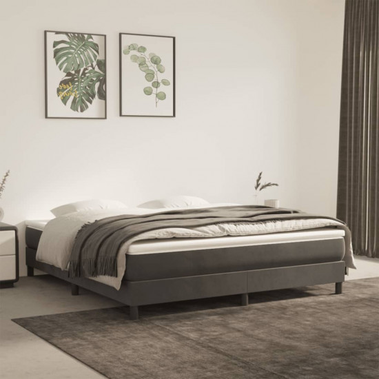 Posteľný rám boxspring s matracom tmavosivý 180x200 cm zamat