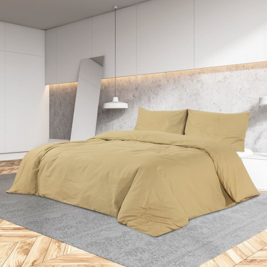 Sada obliečok na paplón sivohnedá 200x200 cm ľahké mikrovlákno