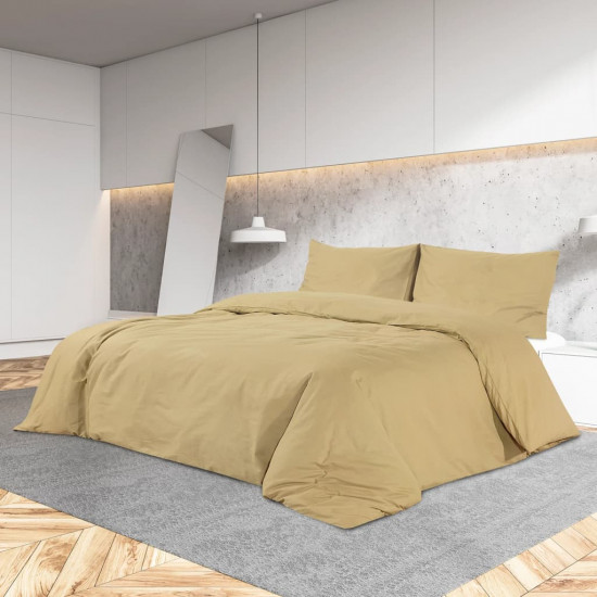 Sada obliečok na paplón sivohnedá 200x200 cm ľahké mikrovlákno
