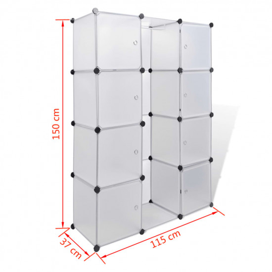 Modulárna skrinka s 9 priečinkami 37x115x150 cm, biela 