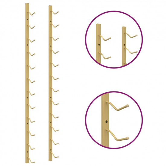 Nástenný stojan na víno na 12 fliaš zlatý železný