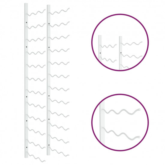 Nástenný stojan na víno na 36 fliaš biely železný