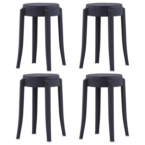 Stohovateľné stoličky 4 ks čierne plastové