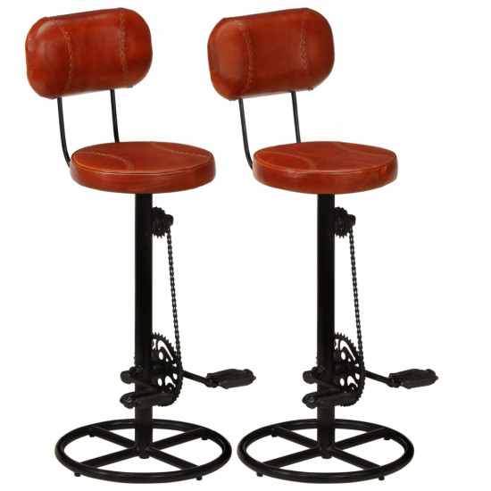 Barové stoličky 2 ks čierno-hnedé pravá kozia koža