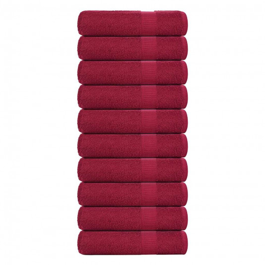 Osušky 10 ks bordová 100x150 cm 360 g/m2 100% bavlna