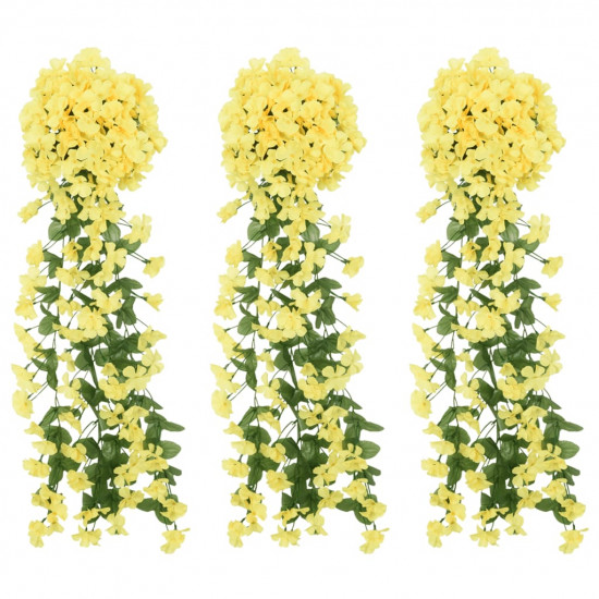 Umelé kvetinové girlandy 3 ks žlté 85 cm