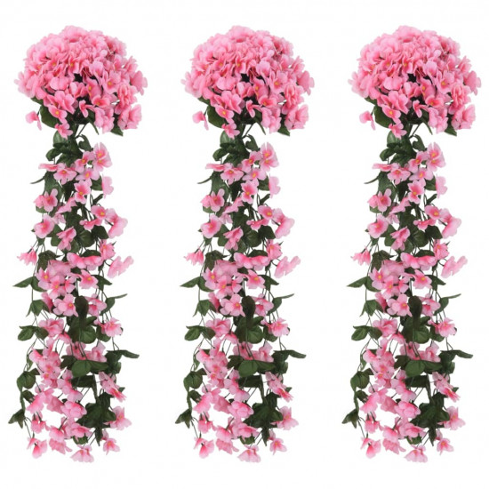 Umelé kvetinové girlandy 3 ks ružová 85 cm
