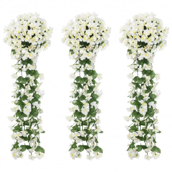 Umelé kvetinové girlandy 3 ks biele 85 cm