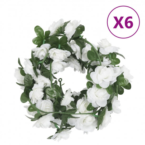 Umelé kvetinové girlandy 6 ks biele 240 cm