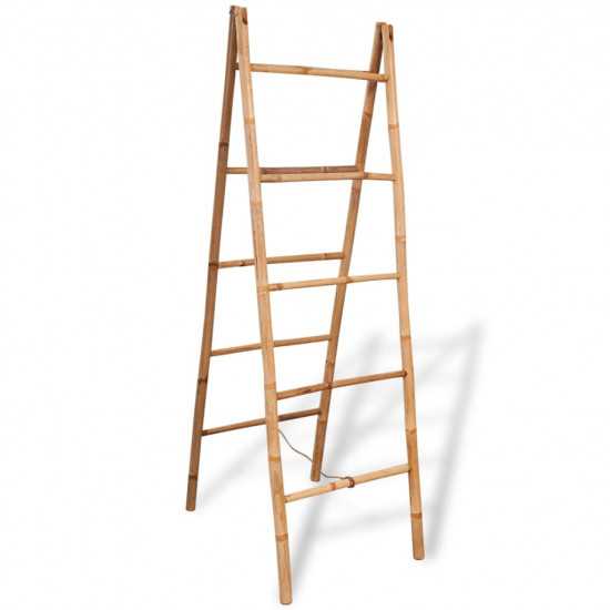 Dvojitý vešiak na uteráky, rebrík s 5 priečkami, bambus, 50x160 cm