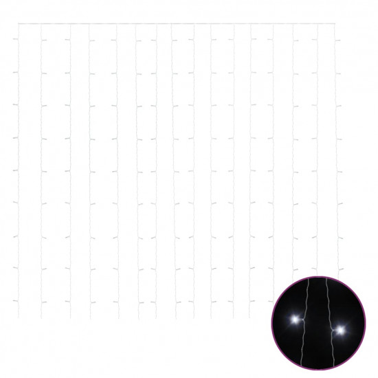 LED svetelný záves 3x3 m 300 LED chladný biely 8 funkcií