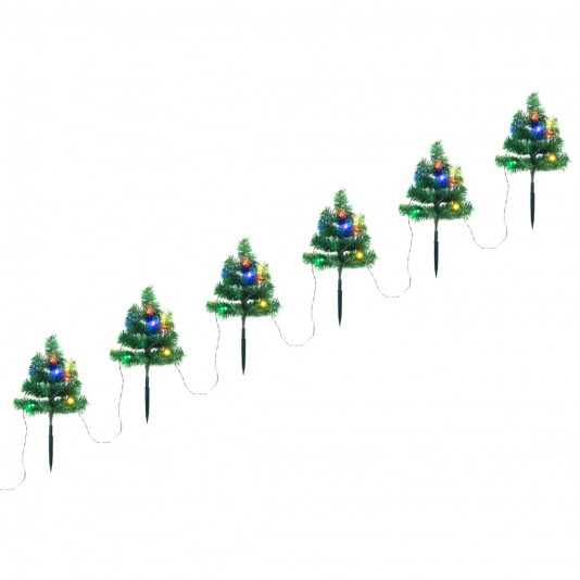 Vianočné stromčeky k chodníku 6 ks viacfarebné LED 45 cm PVC