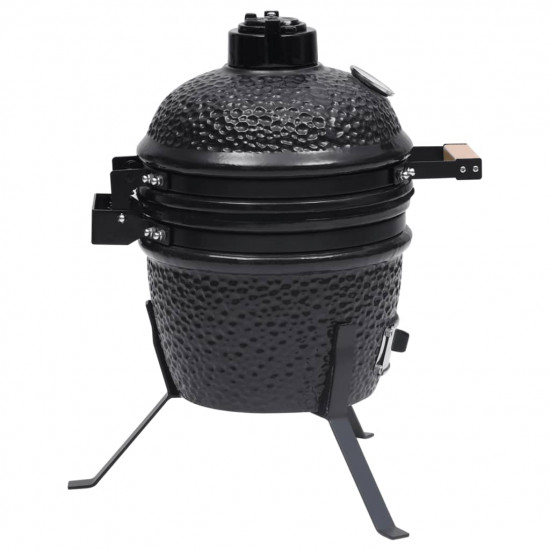 2 v 1 Kamado gril s udiarňou keramika 56 cm čierny