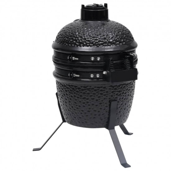 2 v 1 Kamado gril s udiarňou keramika 56 cm čierny