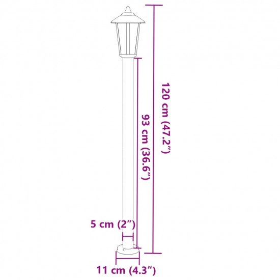 Vonkajšie stojace lampy 3 ks čierne 120 cm nehrdzavejúca oceľ