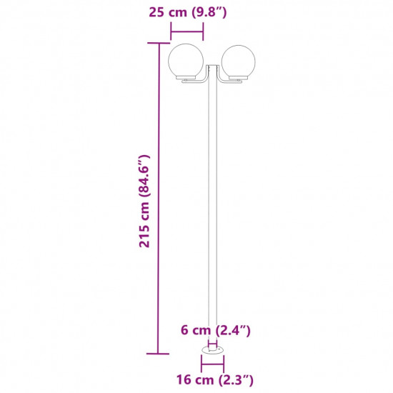 Vonkajšie stojace lampy 3ks strieborné 215cm nehrdzavejúca oceľ