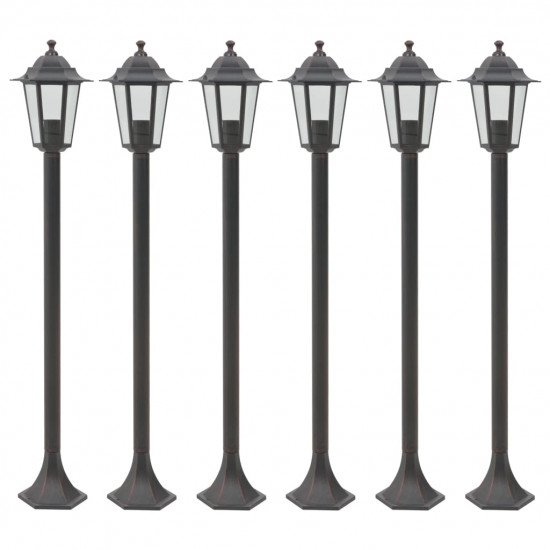 Záhradné stĺpové lampy 6 ks E27 110 cm hliníkové bronzové