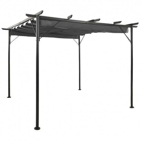 Pergola so zaťahovacou strechou antracitová 3x3 m oceľ 180 g/m²