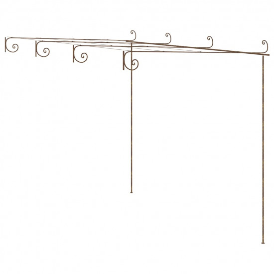 Záhradná pergola, starožitná hnedá 4x3x2,5 m, železo