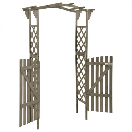 Pergola s bránkou 116x40x204 cm sivá masívne jedľové drevo