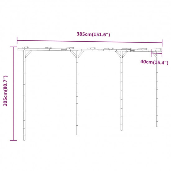 Bambusová pergola 385x40x205 cm