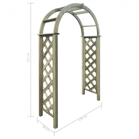Záhradný oblúk s mriežkou, zelená impregnovaná borovica