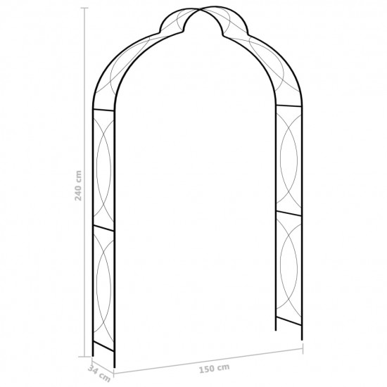 Záhradná pergola čierna 150x34x240 cm železná  