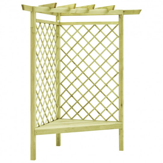 Rohová pergola s lavičkou 130x130x197 cm, impregnovaná borovica