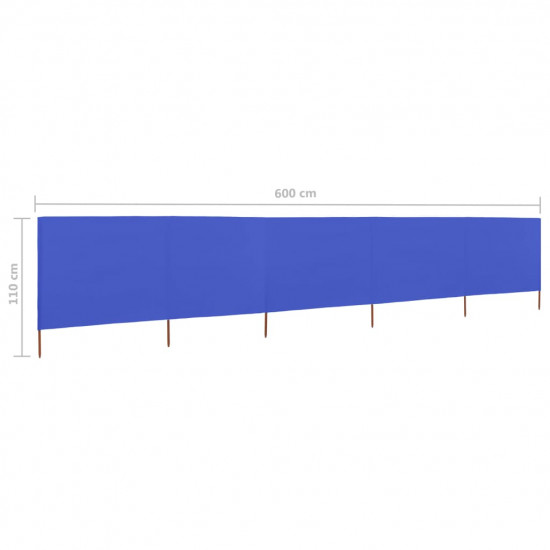 5-panelová zábrana proti vetru látková 600x80 cm azúrovo-modrá