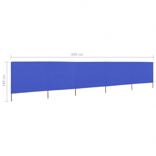 5-panelová zábrana proti vetru látková 600x160 cm azúrovo-modrá