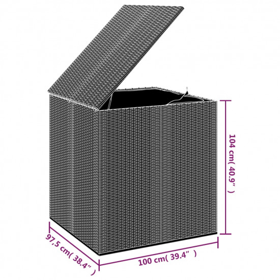 Záhradný úložný box z polyratanu 100x97,5x104 cm čierny