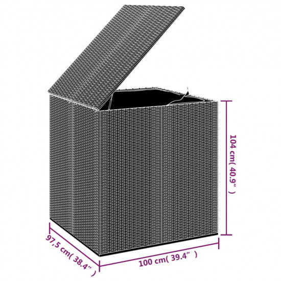 Záhradný úložný box z polyratanu 100x97,5x104 cm sivý