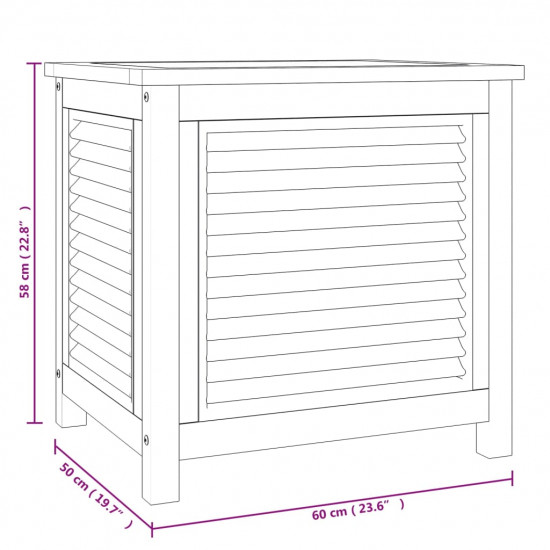 Záhradný úložný box s vreckom 60x50x5 cm masívny teak