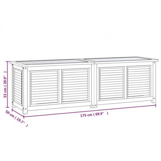 Záhradný úložný box s vreckom 175x50x53 cm masívny teak