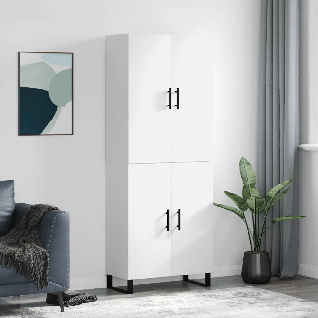 Vysoká skrinka biela 69,5x34x180 cm spracované drevo