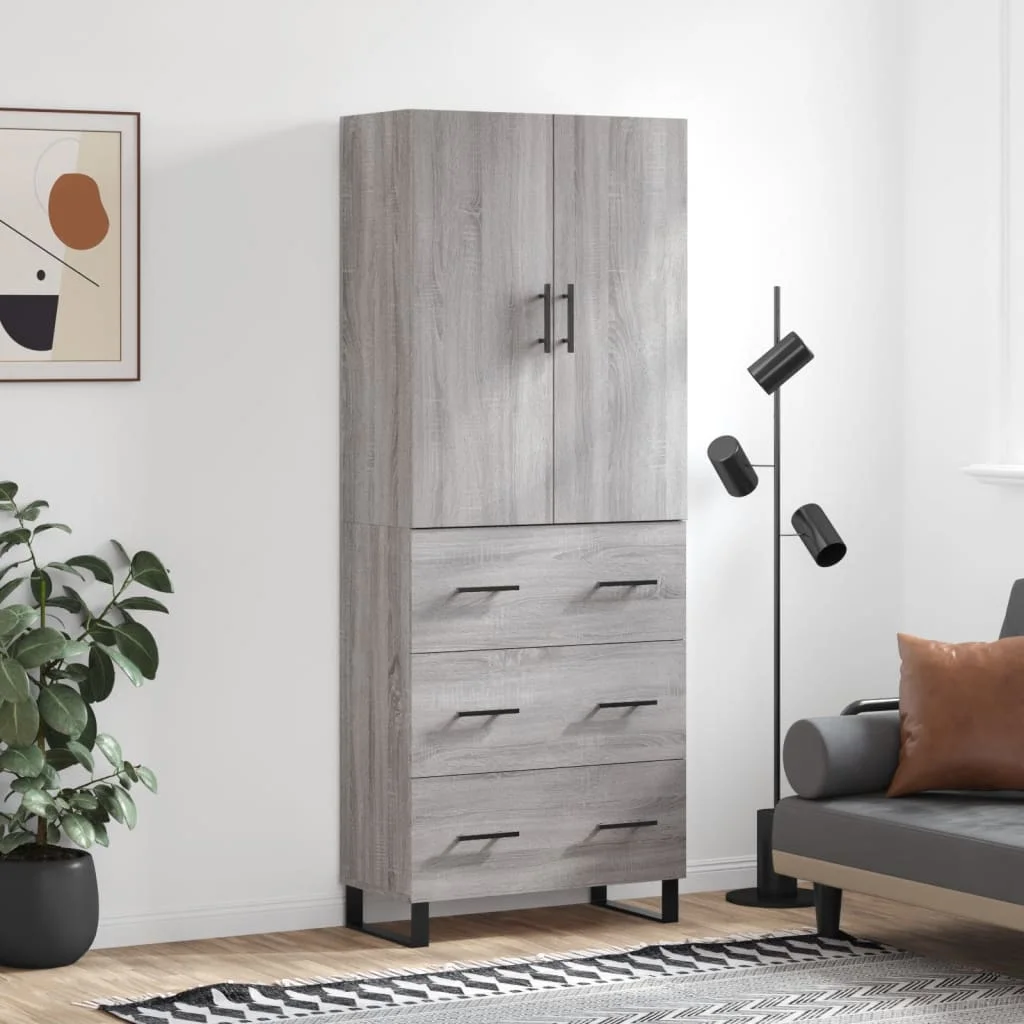 Vysoká skrinka sivý dub sonoma 69,5x34x180 cm spracované drevo