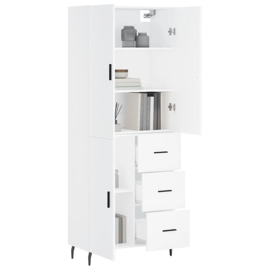 Vysoká skrinka biela 69,5x34x180 cm spracované drevo
