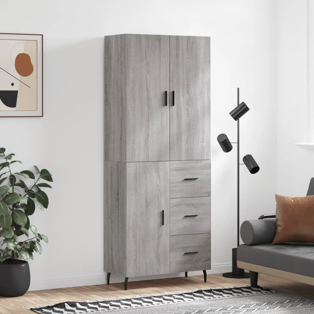 Vysoká skrinka sivý dub sonoma 69,5x34x180 cm spracované drevo