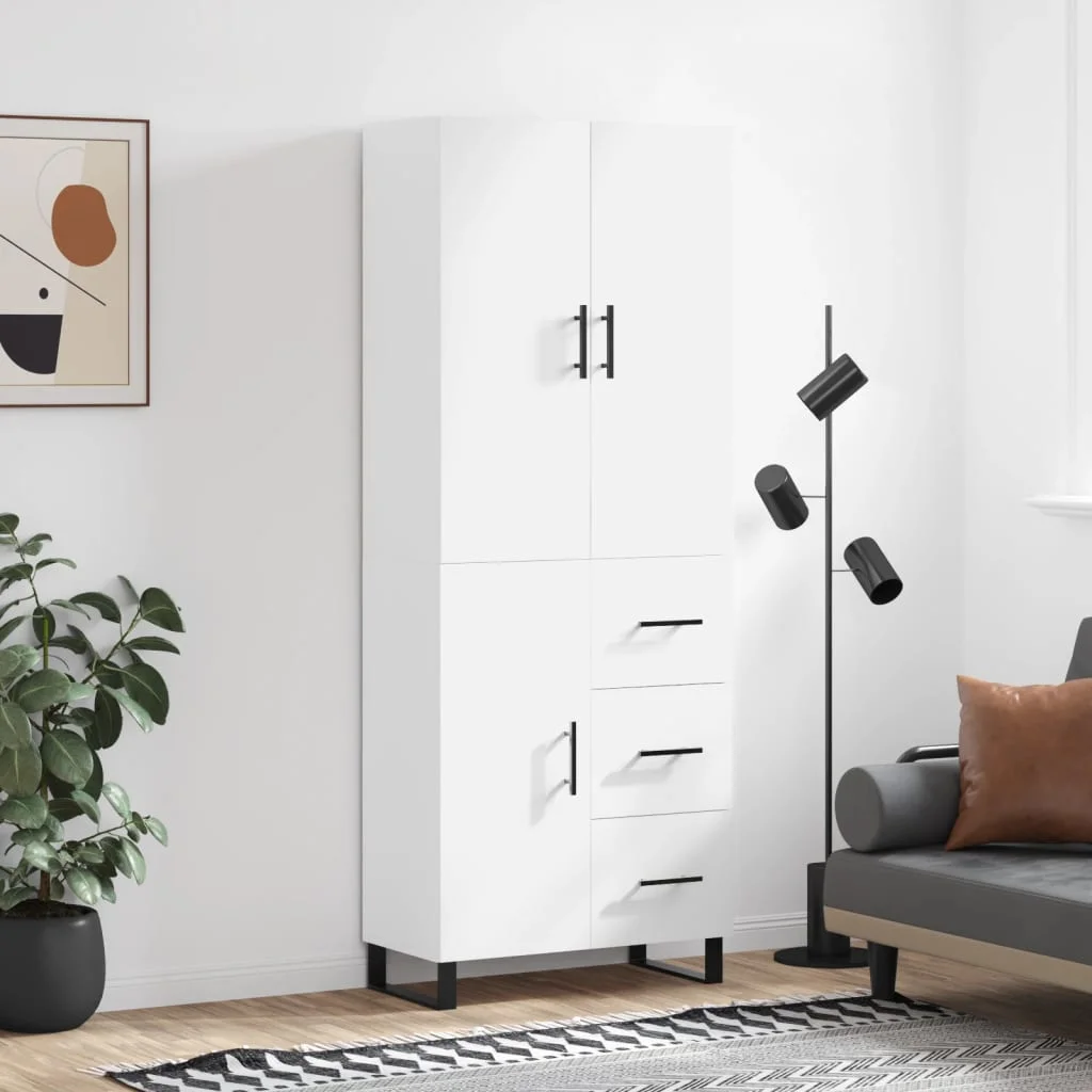 Vysoká skrinka biela 69,5x34x180 cm spracované drevo